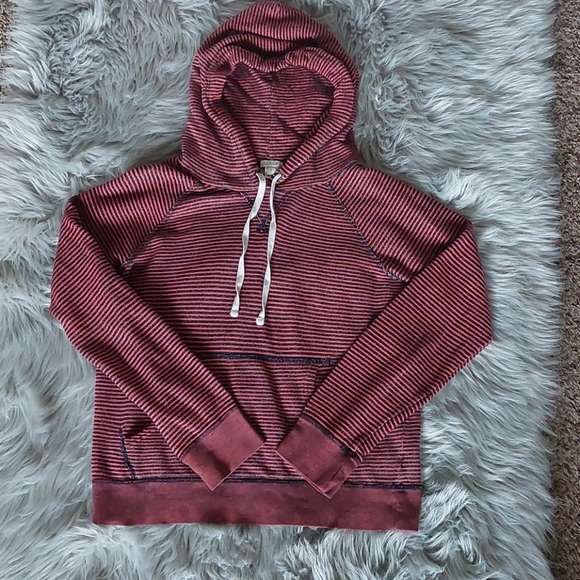 J. Crew Red and Black Striped Hoodie - Picture 3 of 9